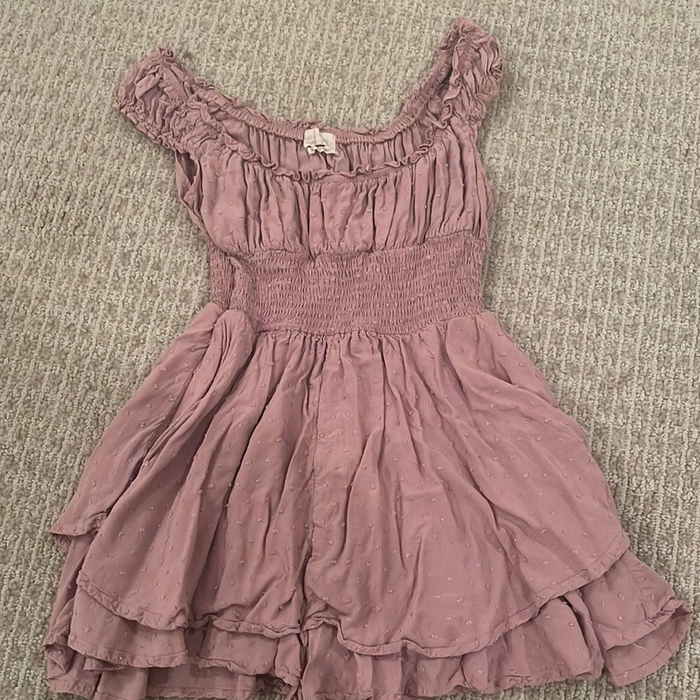 Urban outfitters purple romper. EUC,worn once. Super cute lavender Swiss dot.